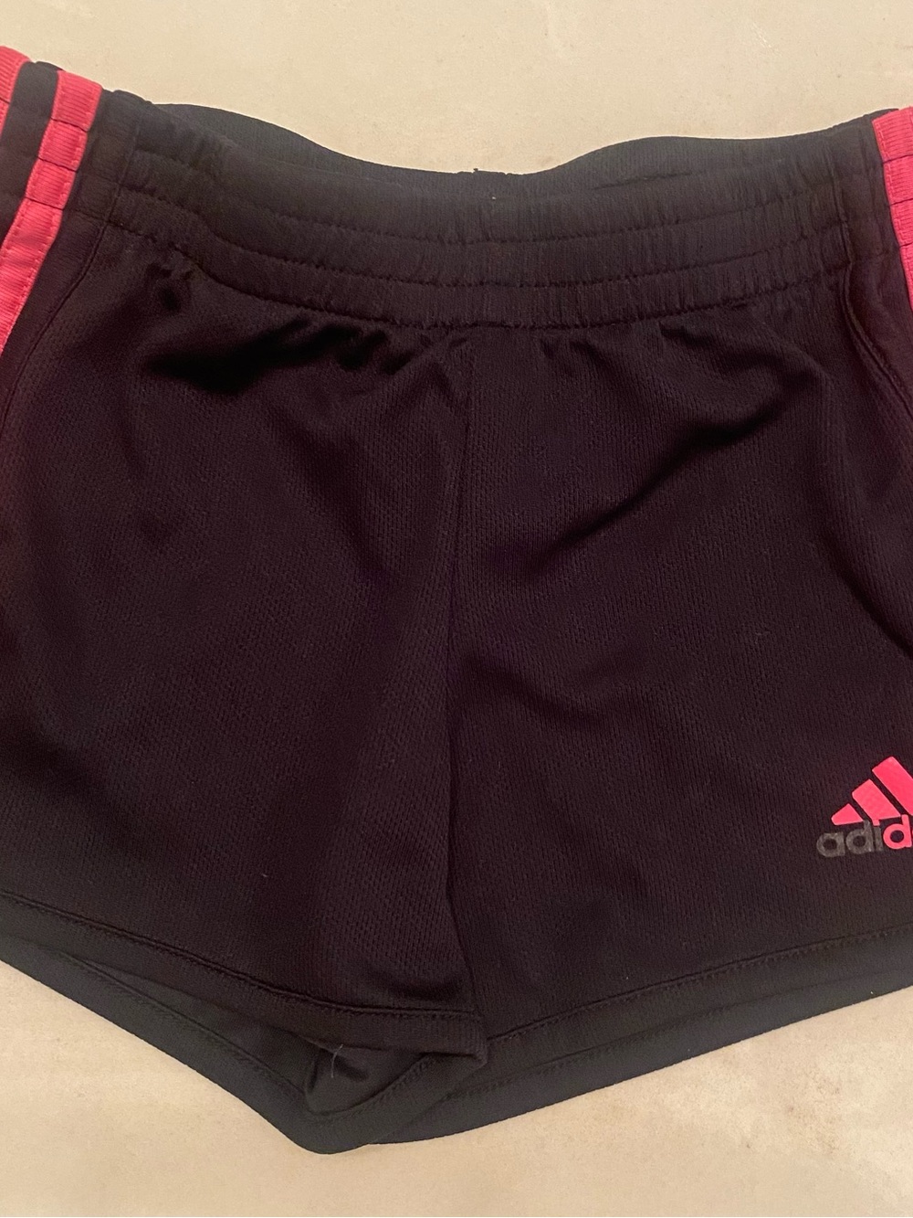 adidas girls Black Shorts with Pink Trim